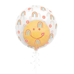 Clear Rainbow & Happy Face Double Stuffed Balloon 18