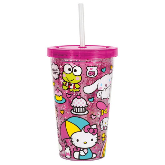 Hello Kitty and Friends Reusable 16oz Insulated Plastic Tumbler with Straw