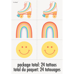 Rainbow Roller Skate Tattoos, 24ct