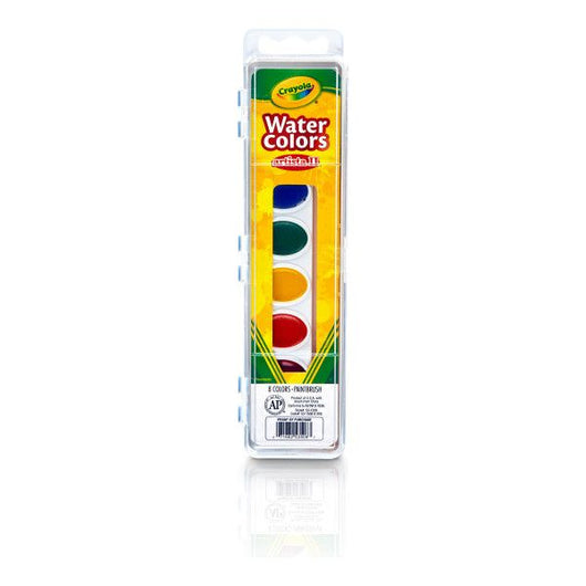 Crayola Artista II Watercolors, 8 Semi-moist Oval Pans, 1 Brush (72)