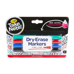 Crayola 4 Ct Take Note! Fine Line Dry-Erase Markers, Colored (24)