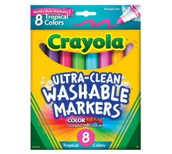 Crayola 8ct. Ultra-Clean Washable Tropical Colors, Conical Tip, Markers (24)