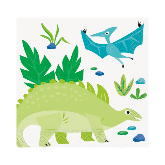 Blue & Green Dinosaur 16 Beverage Napkins