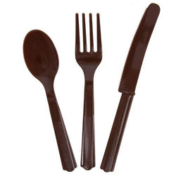 Brown Solid Assorted Plastic Cutlery, 18ct