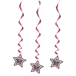 Zebra Passion Pink Hanging Swirl Decorations, 26