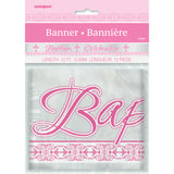 Foil Pink Radiant Cross "Baptism" Banner, 12 ft