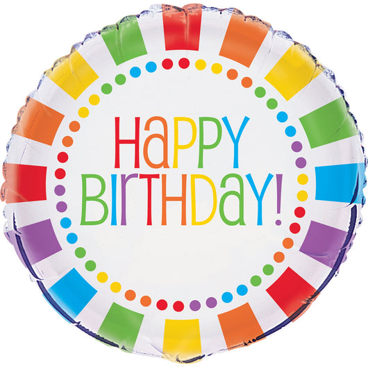 Rainbow Birthday Round Foil Balloon 18