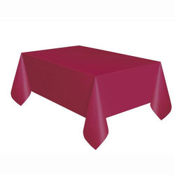 Burgundy Solid Rectangular Plastic Table Cover, 54