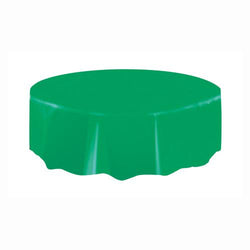 Emerald Green Solid Round Plastic Table Cover, 84