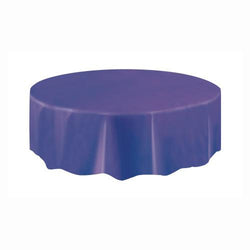 Deep Purple Solid Round Plastic Table Cover, 84