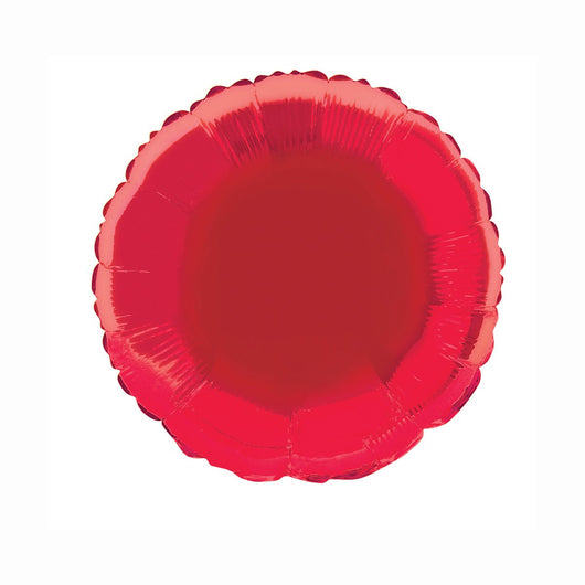 Red Solid Round Foil Balloon 18