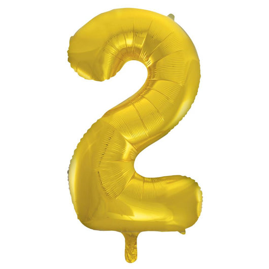 Gold Number 2 Shaped Foil Balloon 34