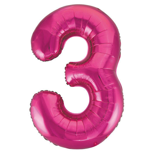 Pink Number 3 Shaped Foil Balloon 34