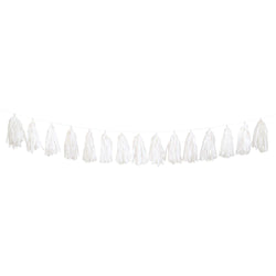 White Tissue Tassel Garland, 9 ft