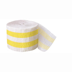 Sunflower Yellow Stripes Crepe Streamer, 30 ft