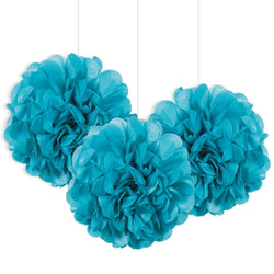 Caribbean Teal Mini Puff Tissue Decorations, 3ct