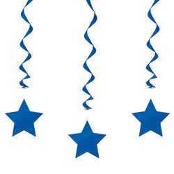 Royal Blue Solid Hanging Swirl Decorations, 26