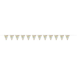 Rainbow Spots Birthday Plastic Flag Banner, 12 ft