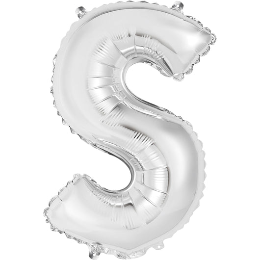 Silver Letter S Shaped Foil Balloon 14